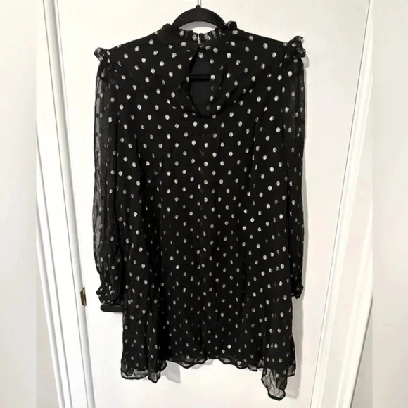 Oliver Bonas Metallic Foil Spot Print Black Mini Shift Dress (size 6) - Picture 12 of 12